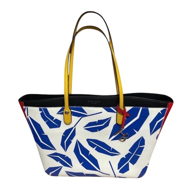 henri bendel Handbags - Henri Bendel Rare Blue Leaf Yellow Handles Red Bottom Tote Bundle